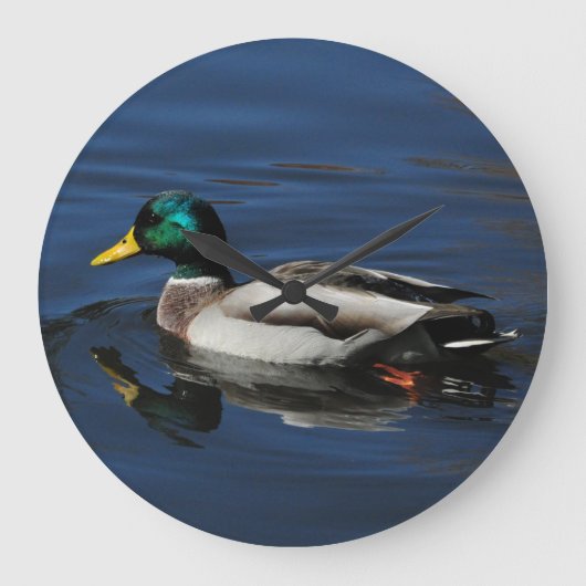 Wall Clock, Mallard Duck Große Wanduhr (Vorderseite)