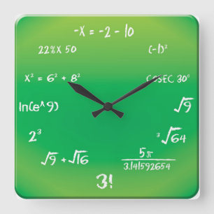 Wall Clock - Math Pop Quiz Clock Quadratische Wanduhr