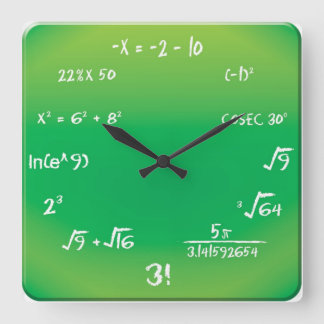 Wall Clock - Math Pop Quiz Clock Quadratische Wanduhr