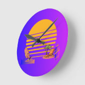Wall Clock mit Blick auf Strand und Sonne Runde Wanduhr (Winkel)