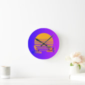 Wall Clock mit Blick auf Strand und Sonne Runde Wanduhr (Zuhause)