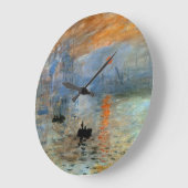 Wall Clock mit Claude Monets Eindruck, Sonnenaufga Große Wanduhr (Winkel)