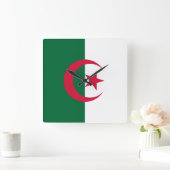 Wall Clock mit der Flagge Algeriens Quadratische Wanduhr (Zuhause)
