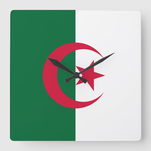 Wall Clock mit der Flagge Algeriens Quadratische Wanduhr (Vorderseite)