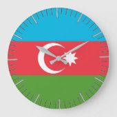 Wall Clock mit der Flagge Aserbaidschans Große Wanduhr (Vorderseite)