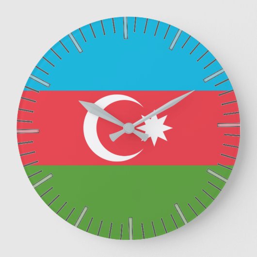 Wall Clock mit der Flagge Aserbaidschans Große Wanduhr (Vorderseite)