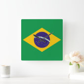 Wall Clock mit der Flagge Brasiliens Quadratische Wanduhr (Zuhause)