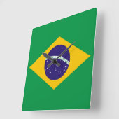 Wall Clock mit der Flagge Brasiliens Quadratische Wanduhr (Winkel)