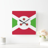 Wall Clock mit der Flagge Burundis Quadratische Wanduhr (Zuhause)