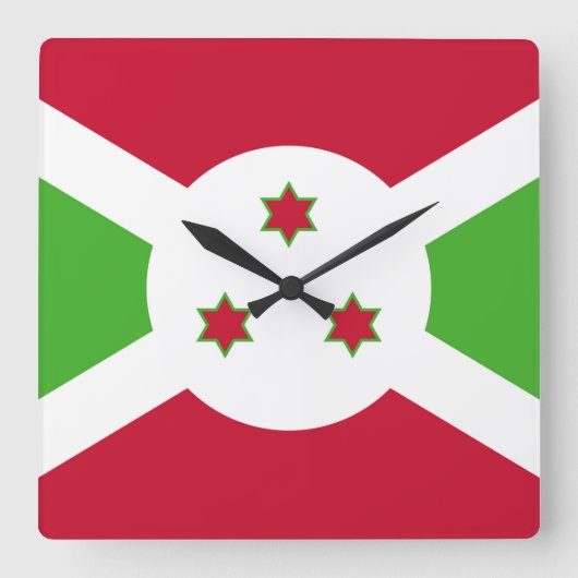 Wall Clock mit der Flagge Burundis Quadratische Wanduhr (Vorderseite)