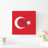 Wall Clock mit der Flagge der Türkei Quadratische Wanduhr (Zuhause)