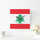Wall Clock mit der Flagge des Libanon Quadratische Wanduhr (Zuhause)