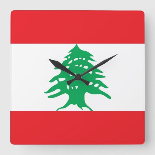 Wall Clock mit der Flagge des Libanon Quadratische Wanduhr (Vorderseite)