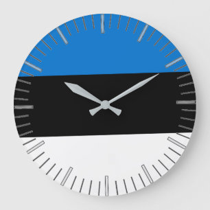 Wall Clock mit der Flagge Estlands Große Wanduhr