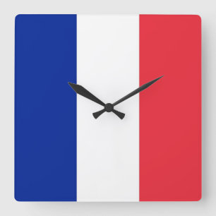 Wall Clock mit der Flagge Frankreichs Quadratische Wanduhr