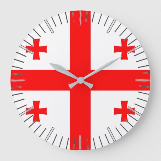 Wall Clock mit der Flagge Georgiens Große Wanduhr (Vorderseite)