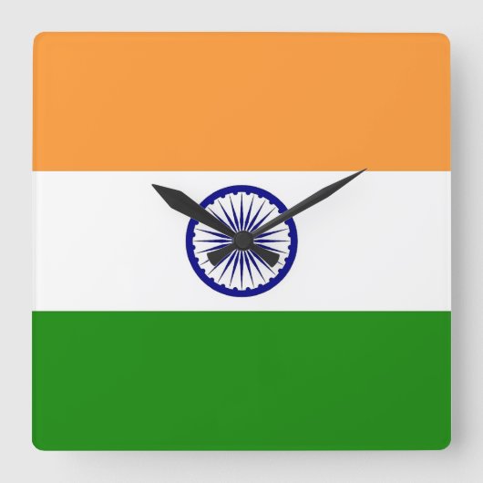 Wall Clock mit der Flagge Indiens Quadratische Wanduhr (Vorderseite)
