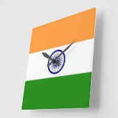 Wall Clock mit der Flagge Indiens Quadratische Wanduhr (Winkel)