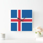 Wall Clock mit der Flagge Islands Quadratische Wanduhr (Zuhause)
