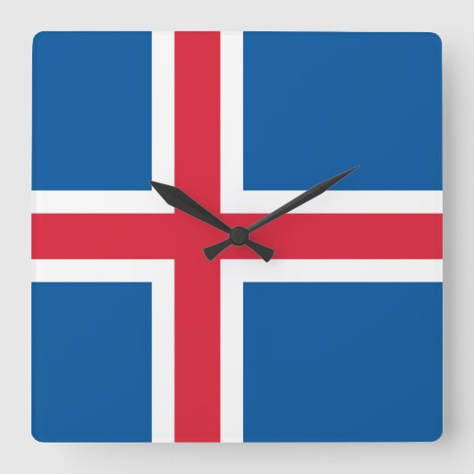 Wall Clock mit der Flagge Islands Quadratische Wanduhr (Vorderseite)