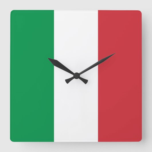 Wall Clock mit der Flagge Italiens Quadratische Wanduhr (Vorderseite)