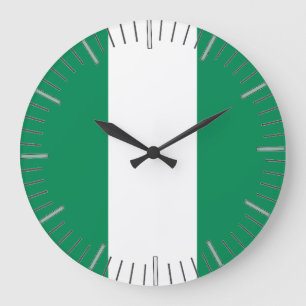 Wall Clock mit der Flagge Nigerias Große Wanduhr