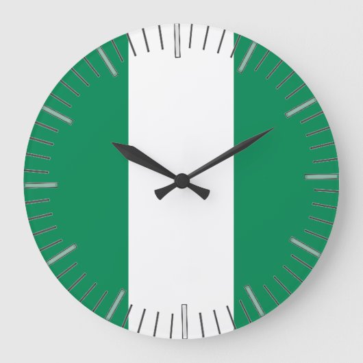 Wall Clock mit der Flagge Nigerias Große Wanduhr (Vorderseite)