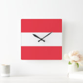 Wall Clock mit der Flagge Österreichs Quadratische Wanduhr (Zuhause)