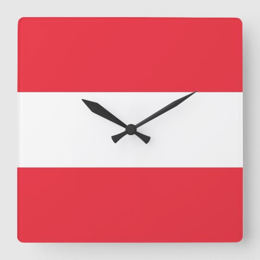 Wall Clock mit der Flagge Österreichs Quadratische Wanduhr (Vorderseite)