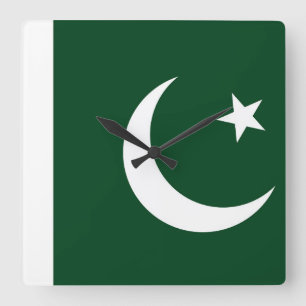 Wall Clock mit der Flagge Pakistans Quadratische Wanduhr