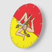 Wall Clock mit der Flagge Siziliens, Italien Große Wanduhr (Winkel)