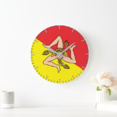 Wall Clock mit der Flagge Siziliens, Italien Große Wanduhr (Zuhause)