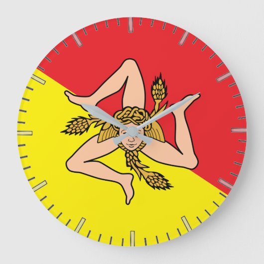 Wall Clock mit der Flagge Siziliens, Italien Große Wanduhr (Vorderseite)