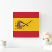 Wall Clock mit der Flagge Spaniens Quadratische Wanduhr (Zuhause)