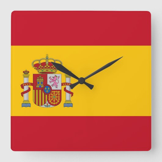 Wall Clock mit der Flagge Spaniens Quadratische Wanduhr (Vorderseite)