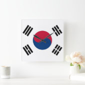 Wall Clock mit der Flagge Südkoreas Quadratische Wanduhr (Zuhause)