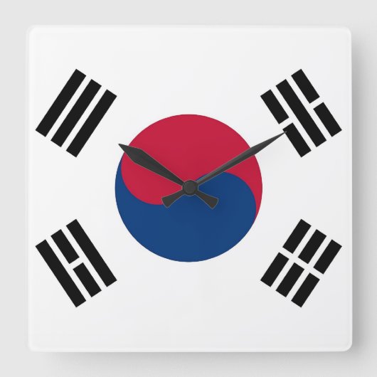 Wall Clock mit der Flagge Südkoreas Quadratische Wanduhr (Vorderseite)