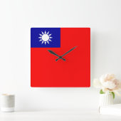 Wall Clock mit der Flagge Taiwans Quadratische Wanduhr (Zuhause)