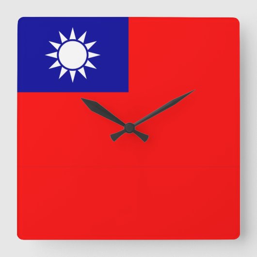 Wall Clock mit der Flagge Taiwans Quadratische Wanduhr (Vorderseite)