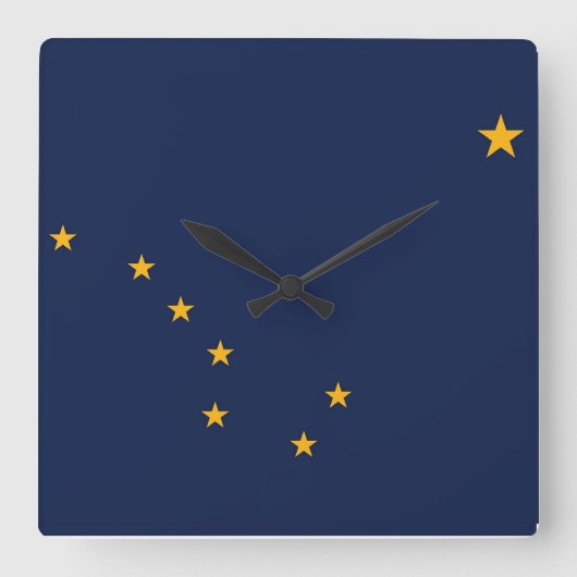 Wall Clock mit der Flagge von Alaska, USA Quadratische Wanduhr (Vorderseite)