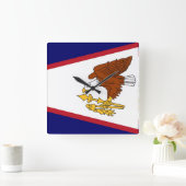 Wall Clock mit der Flagge von Amerikanisch-Samoa, Quadratische Wanduhr (Zuhause)