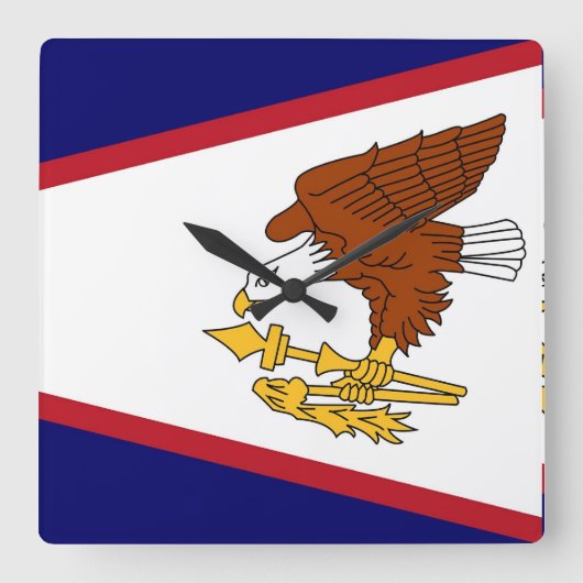 Wall Clock mit der Flagge von Amerikanisch-Samoa, Quadratische Wanduhr (Vorderseite)