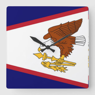 Wall Clock mit der Flagge von Amerikanisch-Samoa,  Quadratische Wanduhr