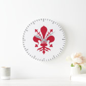 Wall Clock mit der Flagge von Florenz, Italien Große Wanduhr (Zuhause)