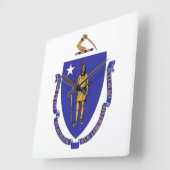 Wall Clock mit der Flagge von Massachusetts, USA Quadratische Wanduhr (Winkel)