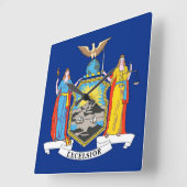Wall Clock mit der Flagge von New York, USA Quadratische Wanduhr (Winkel)