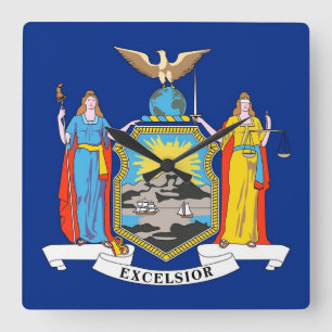 Wall Clock mit der Flagge von New York, USA Quadratische Wanduhr