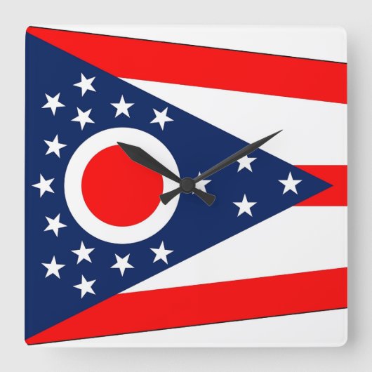 Wall Clock mit der Flagge von Ohio, USA Quadratische Wanduhr (Vorderseite)