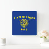 Wall Clock mit der Flagge von Oregon, USA Quadratische Wanduhr (Zuhause)