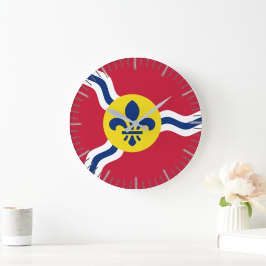 Wall Clock mit der Flagge von St. Louis, Missouri Große Wanduhr (Zuhause)